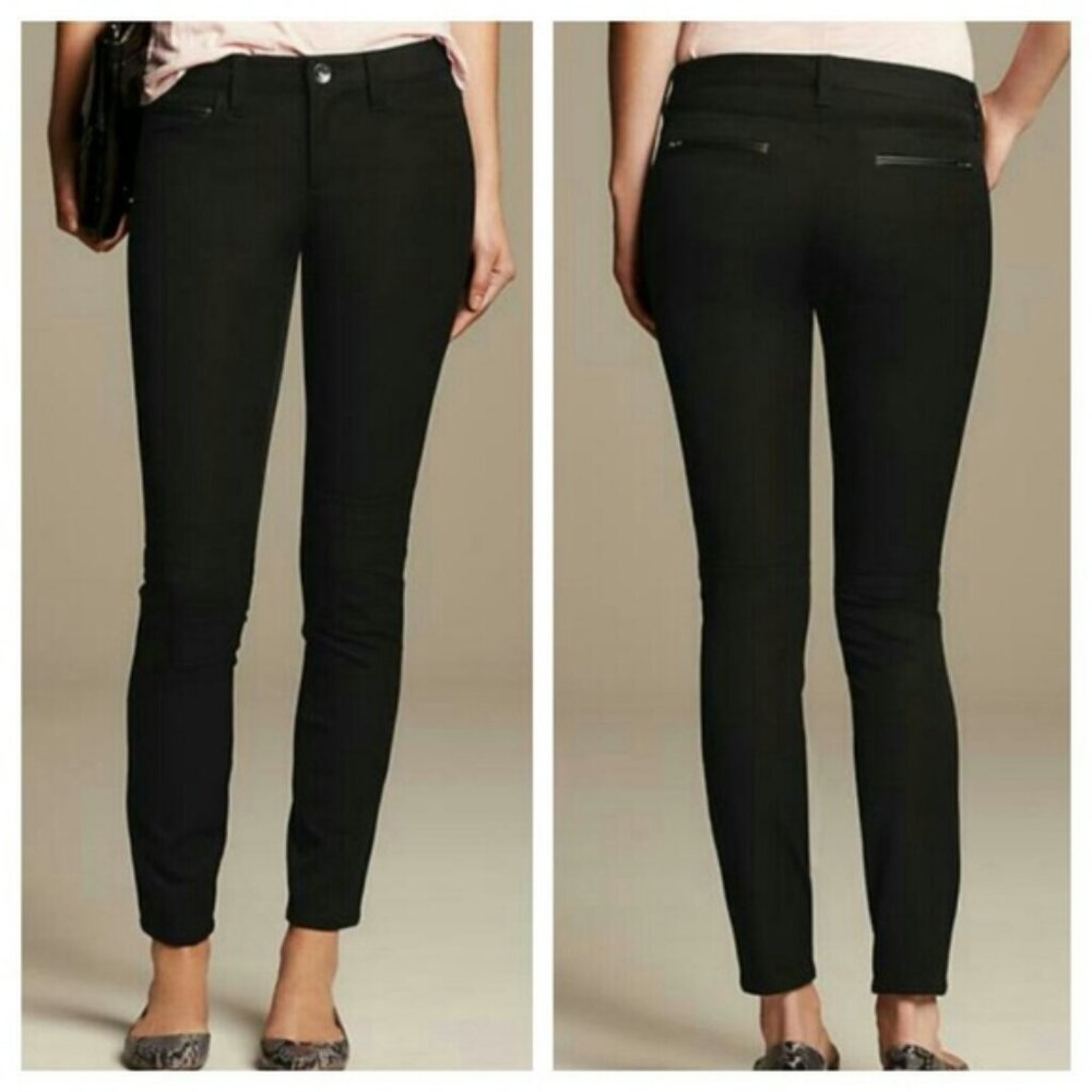 Banana Republic Sloan Slim Fit Ankle Stretch Pant, Black Leather Trim, Small